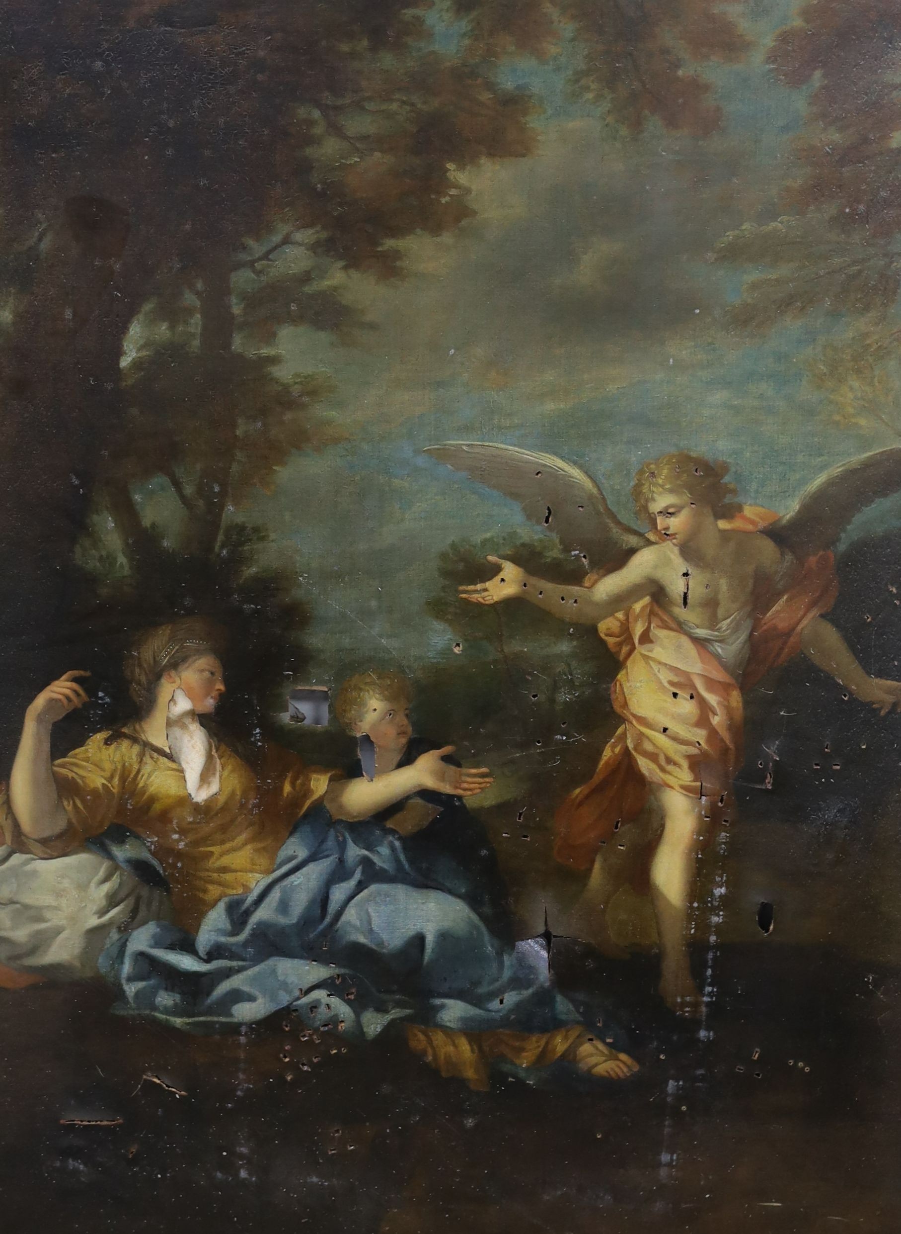 Early 19th century English School, oil on canvas, The Annunciation, 150 x 110cm (a.f.)